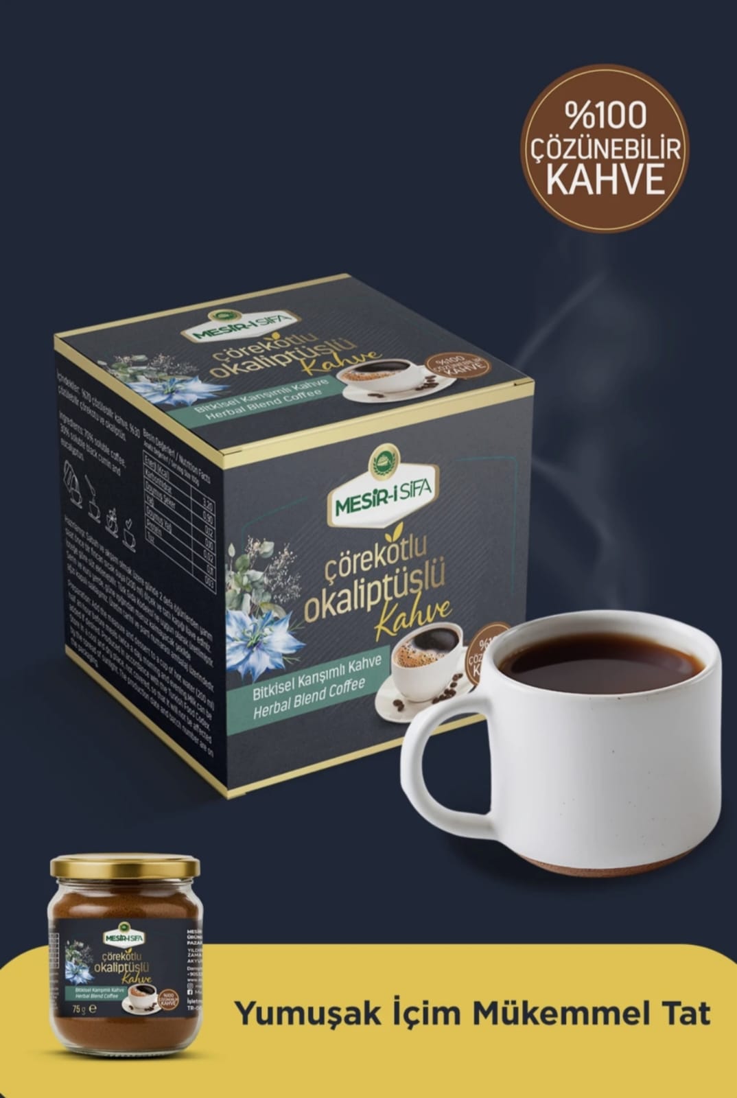 Cafea solubila cu extract din chimen negru si eukaliptus ajuta la respiratie usoara si energie naturala 75 gr