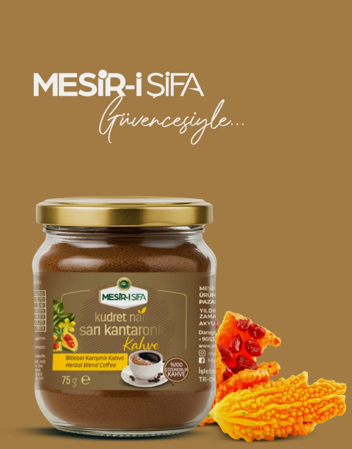 Cafea solubilă cu extract de sunătoare și pepene amar – Echilibru emoțional și sprijin pentru metabolism 75 gr