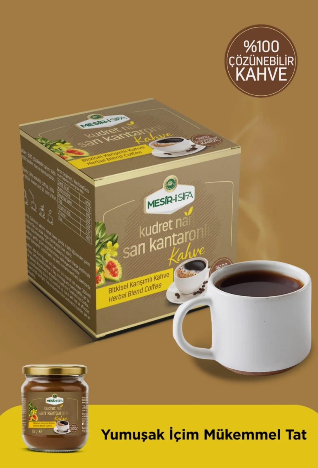 Cafea solubilă cu extract de sunătoare și pepene amar – Echilibru emoțional și sprijin pentru metabolism 75 gr