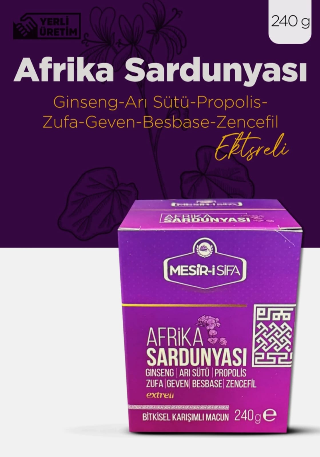 Pastă mixtă cu extract din mușcat african, ginseng, propolis, ghimbir și lăptișor de matcă – Energie, vitalitate și imunitate 240 gr mesiri i sifa