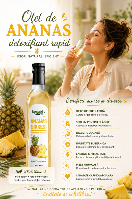 Oțet de Ananas 500ml | Detox Natural, Digestie și Susținerea Controlului Greutății