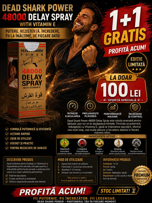 spray concentrat deadly shark power 48000 cu vitamina E - 40  ml pentru intarzierea ejaculari precoce