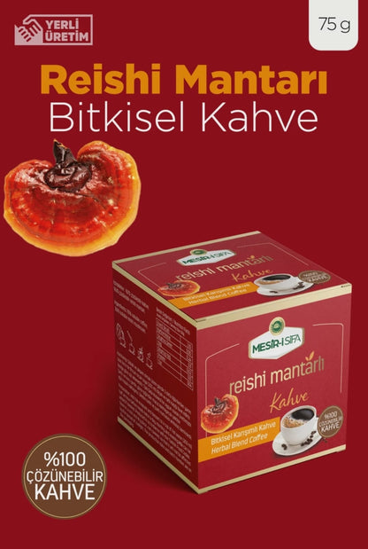 Cafea solubila cu extract din ciuperca reishi anti- aging stare de bine, si energie, 75gr mesiri-i-sifa