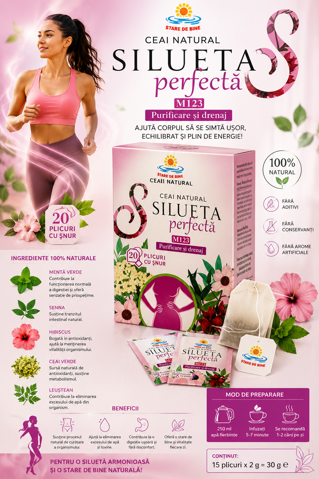 Silueta perfecta ceai detox natural purificare și drenaj natural