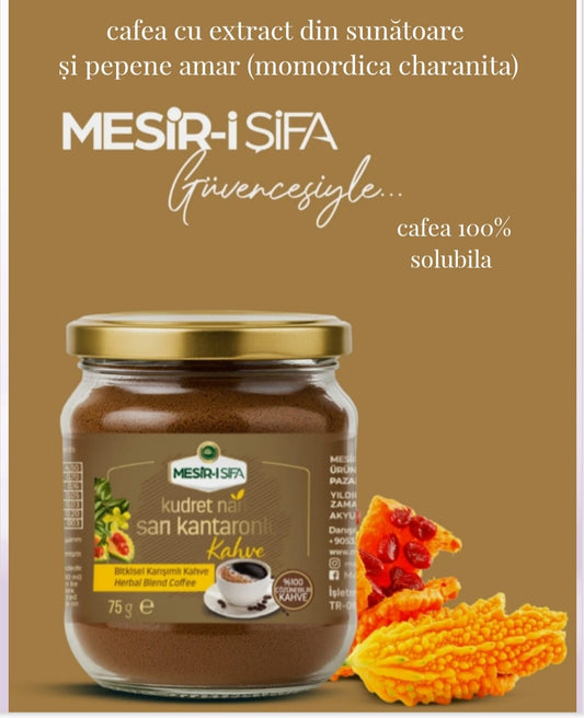 Cafea solubilă  cu extract de sunătoare și pepene amar – Echilibru emoțional și sprijin pentru metabolism  75 gr