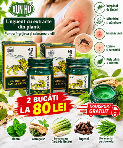 XUN HU – Unguent cu Extracte din Plante pentru Mâncărimi, Iritații și Îngrijirea Pielii, 25 g