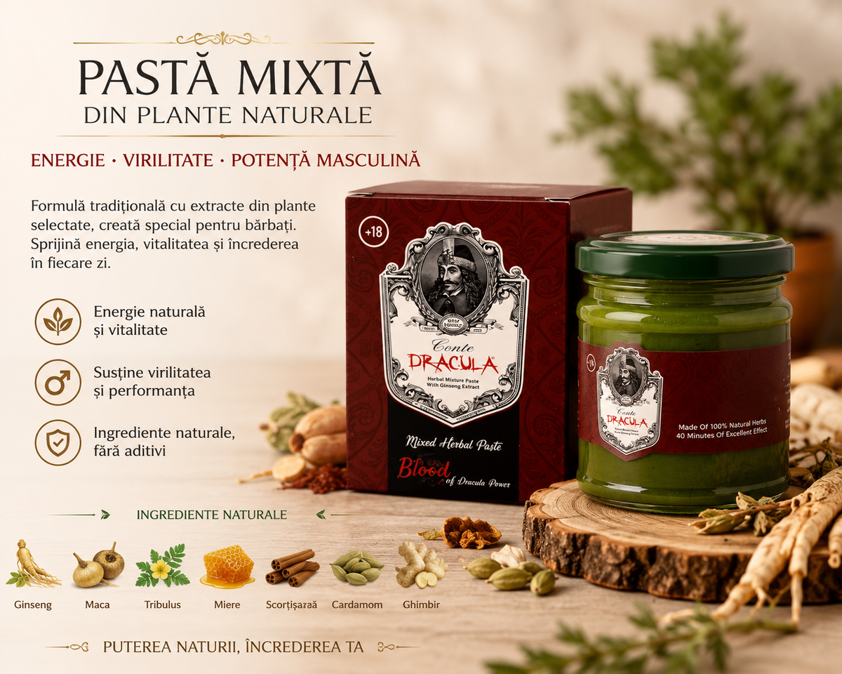 Conte Dracula herbal mixed paste magiun cu  pistachio revitalizant și energie +18