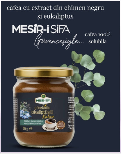 Cafea solubila cu extract din chimen negru si eukaliptus ajuta la respiratie usoara si energie naturala 75 gr