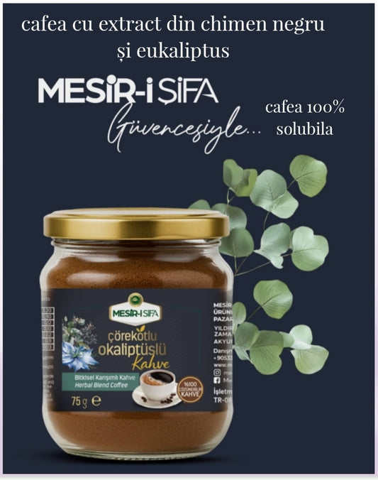 Cafea solubila cu extract din chimen negru si eukaliptus ajuta la respiratie usoara si energie naturala 75 gr