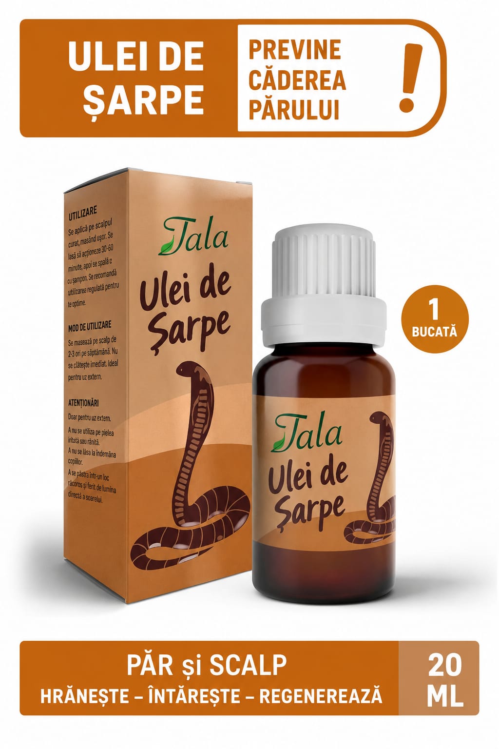 Ulei de șarpe Tala Snake Oil 20 ml pentru păr, barbă și piele