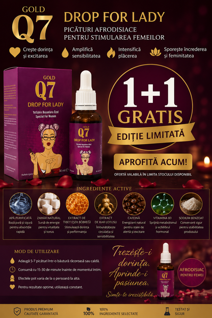 Gold Q7 Drop for Lady – Picături pentru Femei 30 ml | Ofertă 1+1 GRATIS – Ediție Limitată
