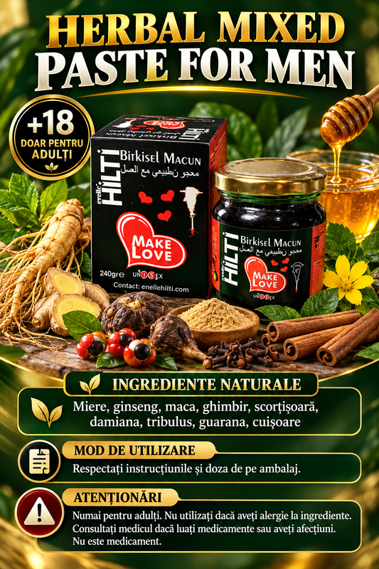 HILTI Herbal Mixed Paste For Men – Pastă din Plante Naturale pentru Bărbați +18 | Energie, Vitalitate și Încredere Masculină | 240 g