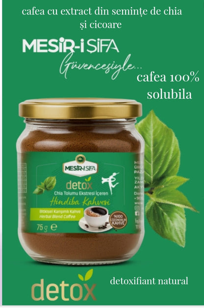 Cafea solubila de la mesiri-i-sifa, cu extract din seminte de chia și cicoare ajuta la arderea grasimilor din corp detox si antioxidant 75 gr