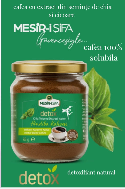 Cafea solubila de la mesiri-i-sifa, cu extract din seminte de chia și cicoare ajuta la arderea grasimilor din corp detox si antioxidant 75 gr
