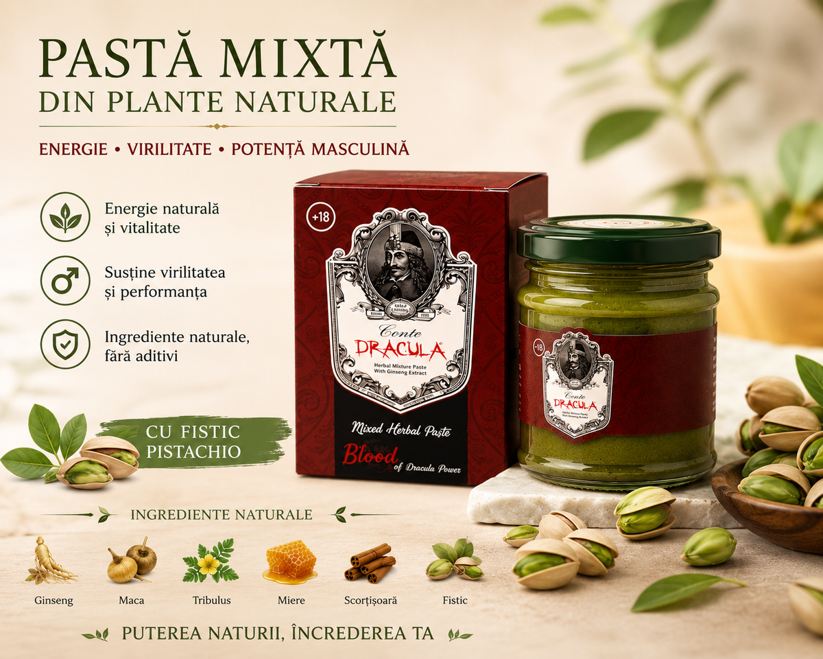 Conte Dracula herbal mixed paste magiun cu  pistachio revitalizant și energie +18