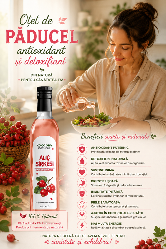 Oțet de Păducel 500ml | Antioxidanți Naturali, Detox și Vitalitate