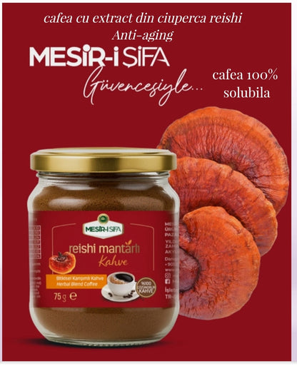 Cafea solubila cu extract din ciuperca reishi anti- aging stare de bine, si energie, 75gr mesiri-i-sifa
