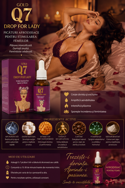 Gold Q7 Drop for Lady – Picături pentru Femei 30 ml | Ofertă 1+1 GRATIS – Ediție Limitată