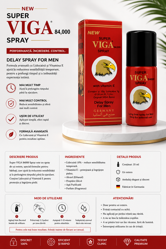 Super VIGA 84000 Spray pentru Bărbați 45 ml – Spray cu Lidocaină și Vitamina E