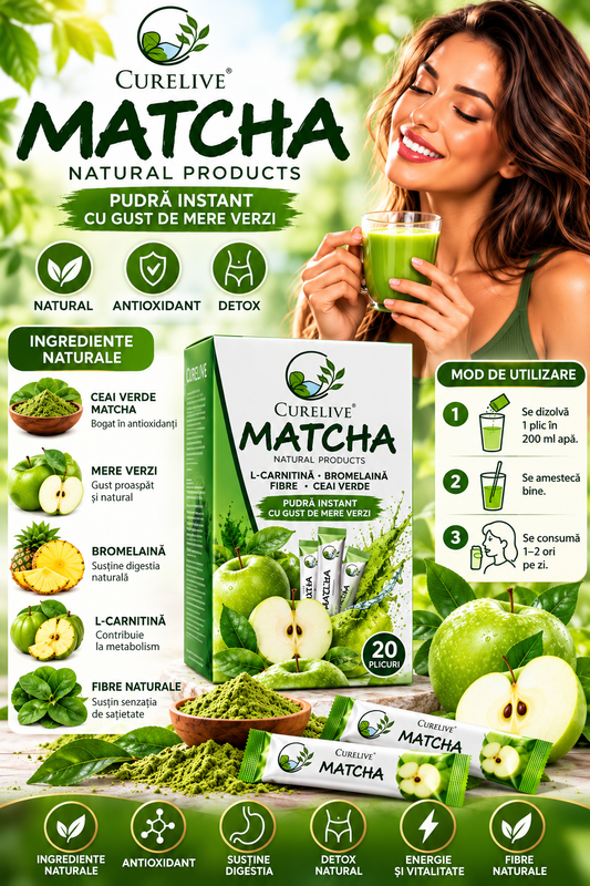CURELIVE MATCHA CU MERE VERZI – DETOX & ANTIOXIDANT