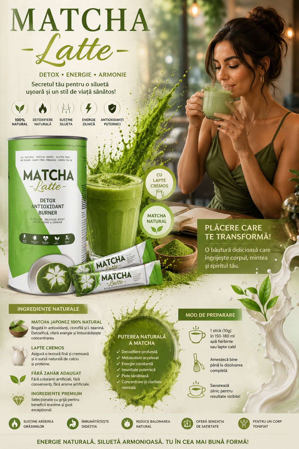 Matcha latte detox antioxidant burner