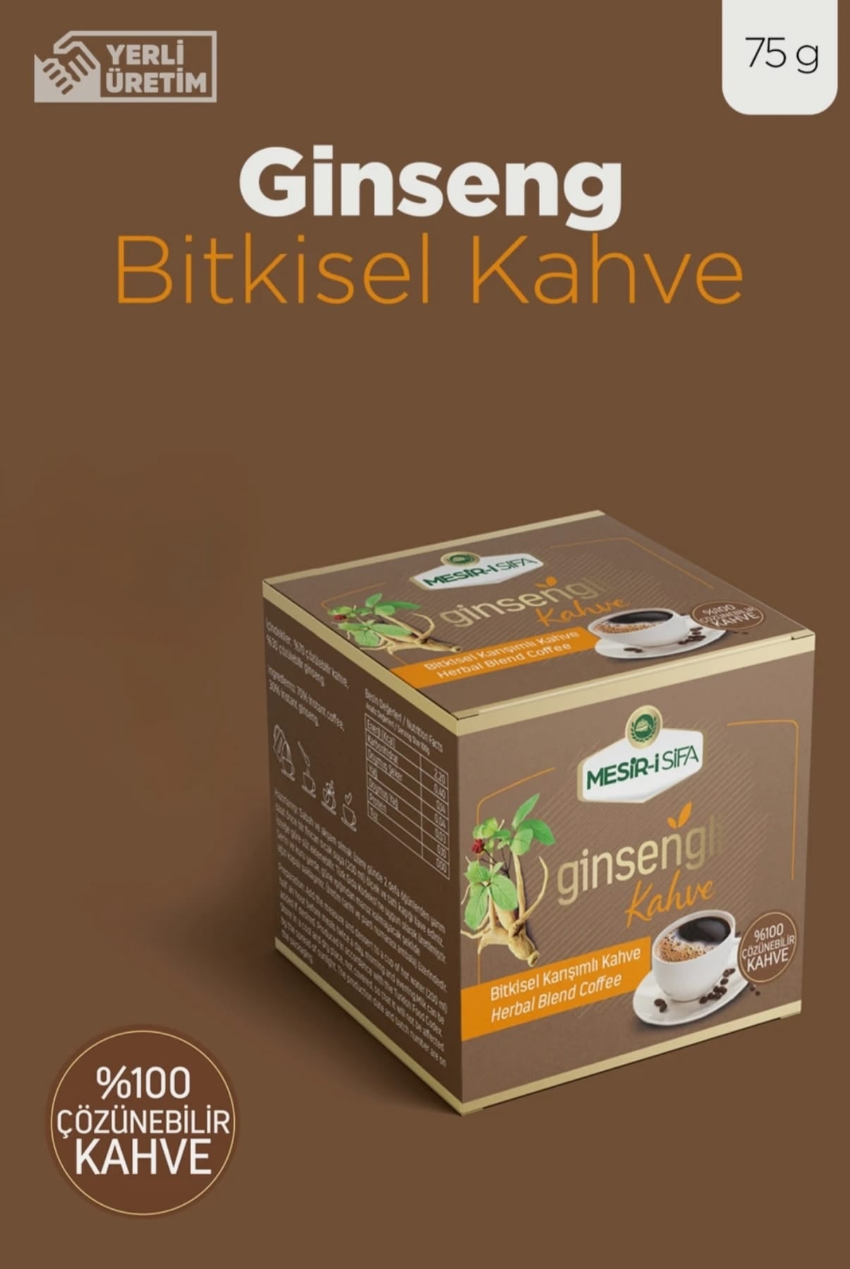 Cafea solubila energizanta cu extract natural din gin seng revitalizanta 75gr