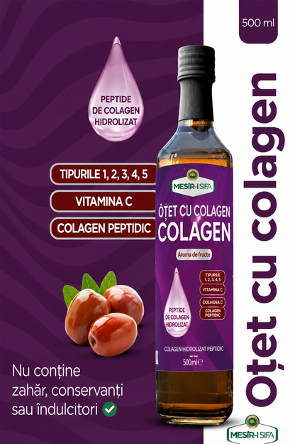 Oțet cu Colagen Hidrolizat și Vitamina C 500ml pentru Energie și Vitalitate