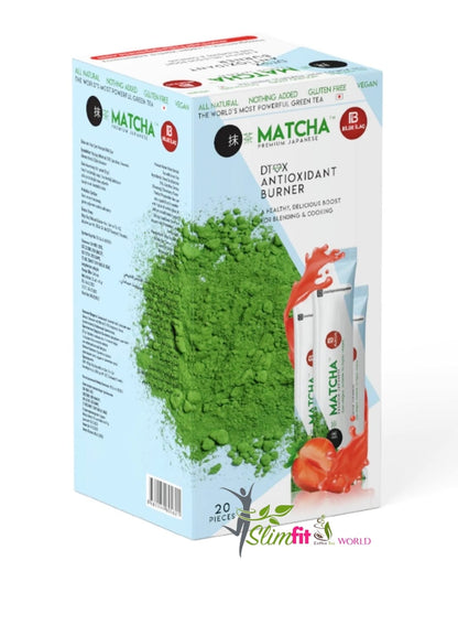 Matcha ceai detox antioxidant burner cu capsuni