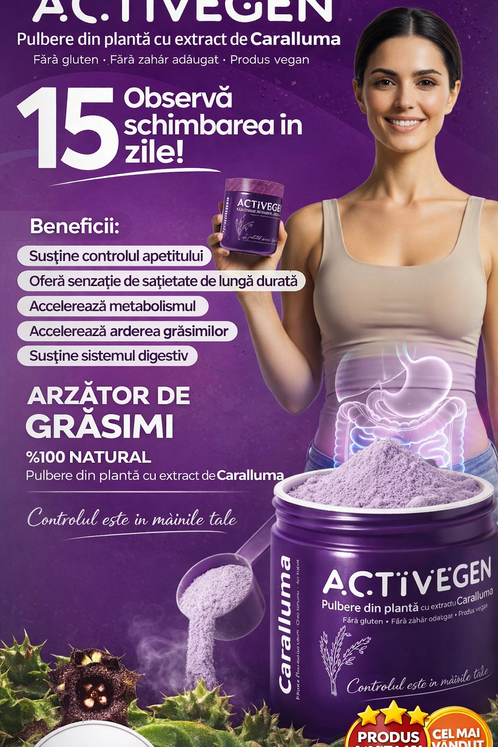 ACTIVEGEN pulbere din Plante cu extract de caralluma detox 150gr
