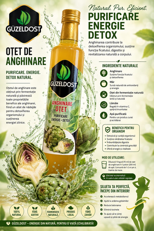 Oțet de Anghinare Güzeldost 500 ml – Fermentație Naturală, Susține Digestia și Funcția Ficatului