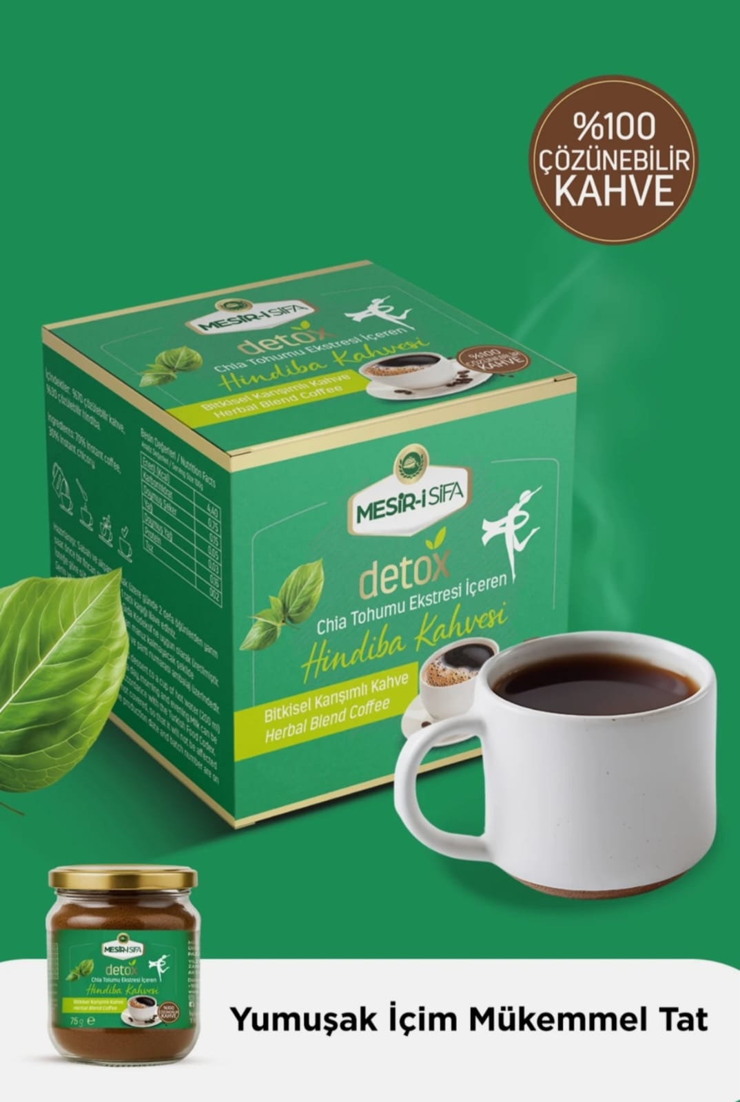 Cafea solubila de la mesiri-i-sifa, cu extract din seminte de chia și cicoare ajuta la arderea grasimilor din corp detox si antioxidant 75 gr