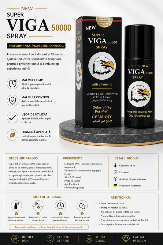 Super VIGA 50000 Spray pentru Bărbați 45 ml – Spray cu Lidocaină și Vitamina E